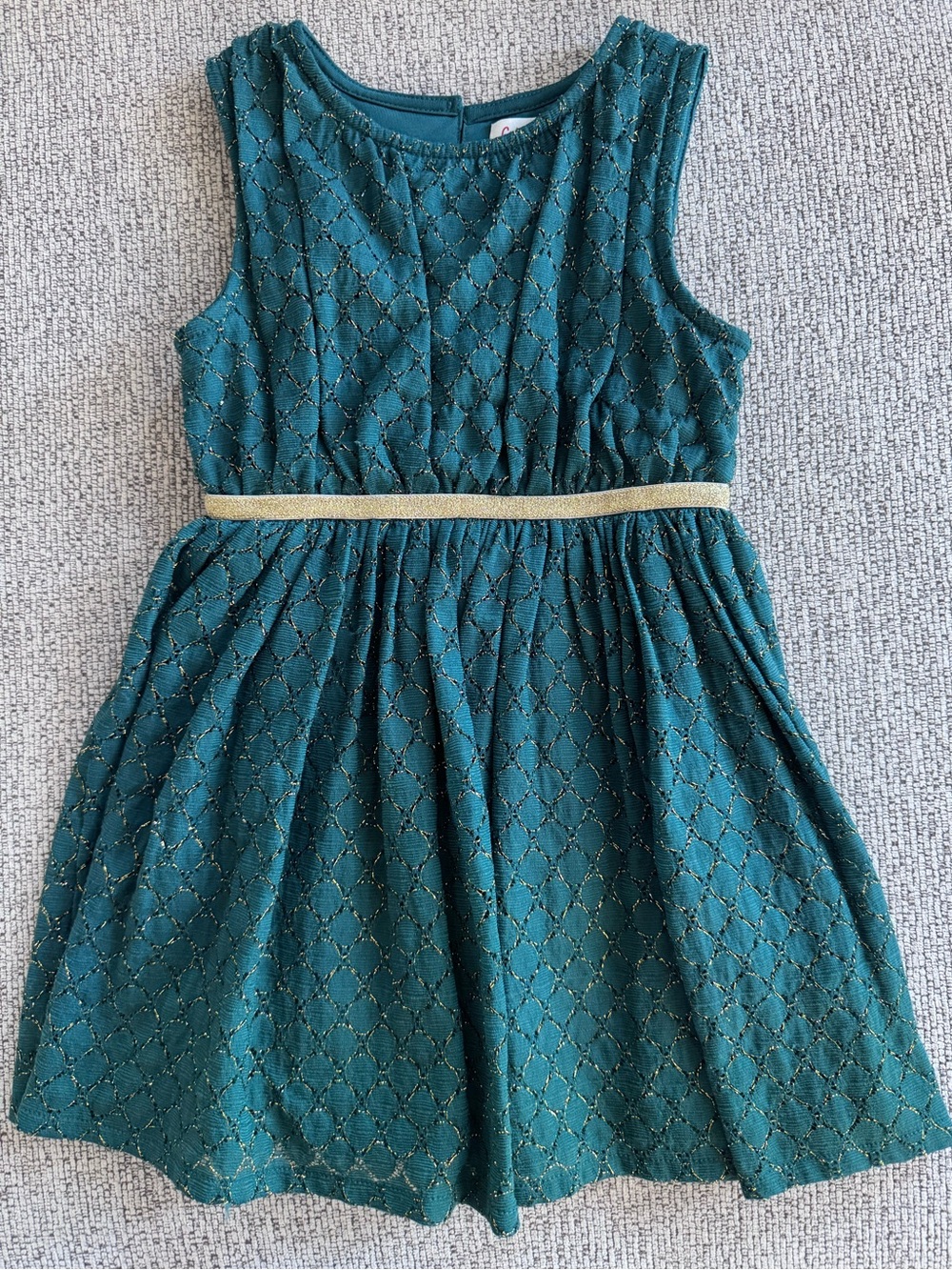 Cat & Jack Forest Green Dress with Gold Belt